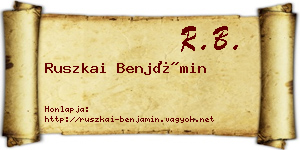 Ruszkai Benjámin névjegykártya